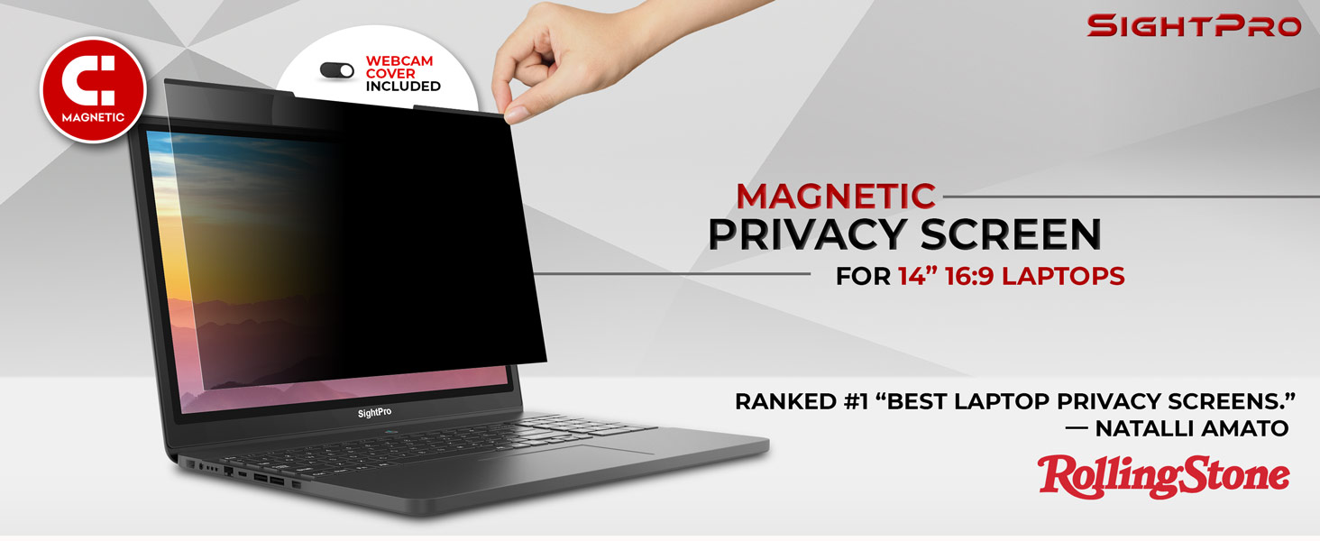 magnetic premium privacy screen for 14 inch 16:9 aspect ratio laptops