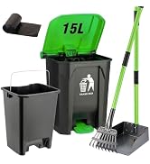 MXF Pooper Scooper Set - 28" Dog Pooper Scooper & Long Handle Stainless Metal Tray&Rake, 15 Litre...