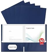 50 Packs Navy Blue Two Pocket Folders,File Folder Letter Size,8.5x11Inches File Folders for Offic...