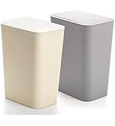 Fasmov Trash Can 2 Pack 7.5 Liter / 2 Gallon Plastic Garbage Container Bin with Press Top Lid, Wa...