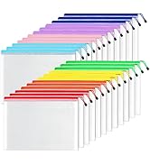 SUNEE Plastic Mesh Zipper Pouch 11x16 in (8 Colors, 24 Packs),Extra Large Water-Resistant Zip Bag...