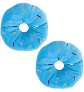WNHNO 2Pcs Blue Donut Dog Chew Soft Donut Sound Cute Pet Bite Squeaker Sound Puppy Dog Chewing Pe...