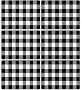 Black and White Plastic Placemats Set of 6 Check Plaid Table Mats Black Buffalo Plaid Place Mats ...