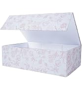 Pink Floral Antique Botanical Gift Box with Magnetic Lids 13.7x9x4.3inch,Large Bridesmaid Proposa...