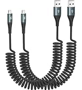 JUKEKUL Coiled Lightning Cable 3ft Nylon Braided, iPhone Charger Fast Charging for Car [Apple MFi...