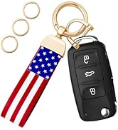 OHKYOOT Leather Car Keychain,Carabiner Clip Key Fob Keychain for Home Car Keys Women Men