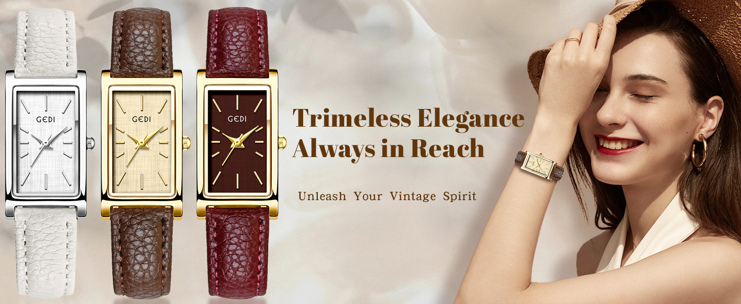 Vintage Women's Rectangle Wristwatch Classic Ladies Analog Quartz Watch
