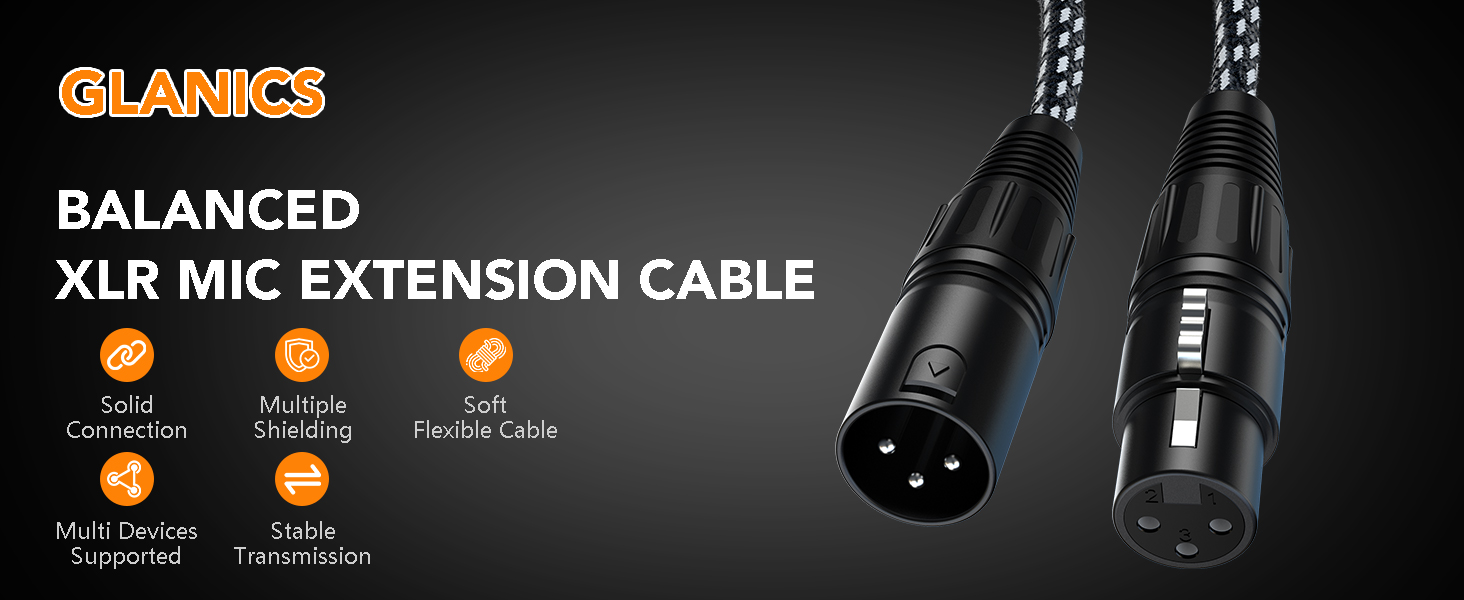 XLR Male to Female for Microphones Recording, Mixer, Amplifier,Speaker Systems