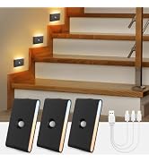 wowatt Rechargeable Motion Sensor Stair Light, Black Night Lights with Magnetic Mount, Dimmable S...