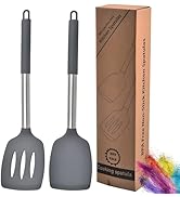 SoKalChw Silicone Spatula Set, BPA Free, Solid Turner and Slotted Spatula for Cooking Fish, Eggs,...