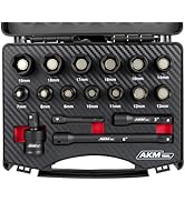 AKM TOOL 17PCS 3/8 Inch Drive Magnetic Impact Socket Set, Metric, 7mm-19mm, 6 Point, Cr-Mo, Squar...
