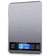 Nicewell Food Scale, 22lbs Digital Kitchen Grey Stainless Steel Scale Weight Grams and oz for Coo...