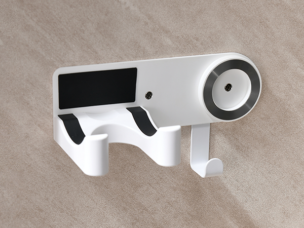White hair dryer holder