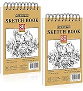 FIXSMITH 5.5"X8.5" Sketch Book | 160 Sheets (68 lb/100gsm) | 2 Pack Sketchbooks | Top Spiral Boun...
