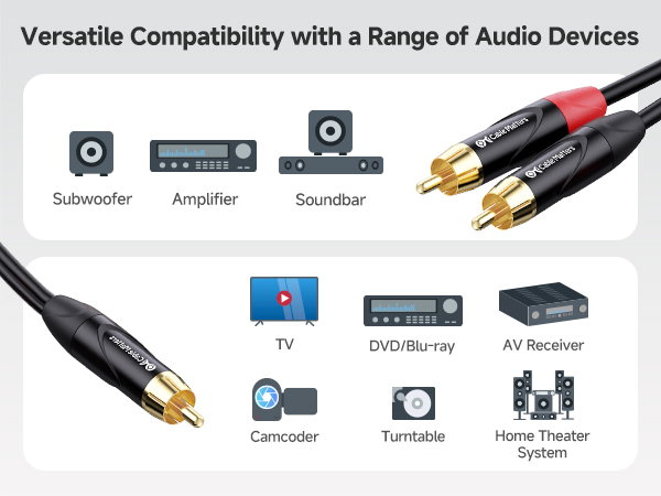 Reliable RCA Y Splitter 1 Male to 2 Male