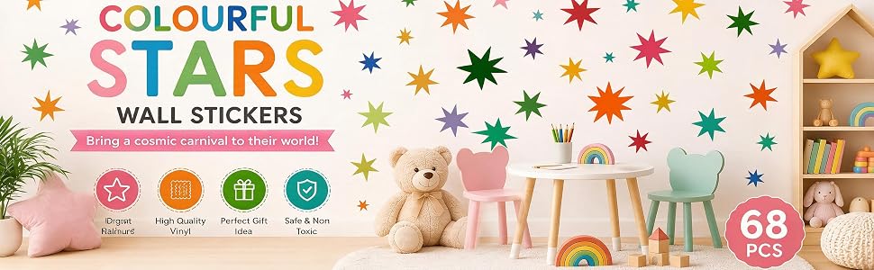 Wild Earth Colourful Stars Wall Stickers