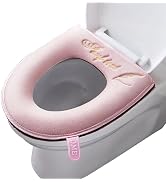 timecity Warmer Toilet Seat Pads with Zipper Pink Toilet Seat Cover with Lifter Handle Set Washab...