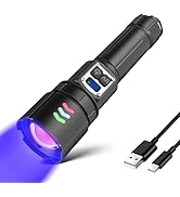 365nm UV Flashlight Black Light, Rechargeable 2-in-1 White and Ultraviolet Light Combo, Zoomable ...