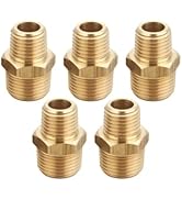 T TANYA HARDWARE 3/8 Inch Male to 1/4 Inch Male NPT Hex Nipples Reducer Adapter, NPT Brass Pipe F...