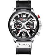 FANMIS Mens Luxury Watches Business Chronograph Dress Waterproof Leather Strap Analog Quartz Wris...