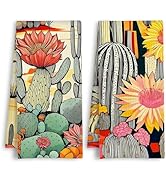 HSIASHENG Vibrant Western Floral Cactus Kitchen Towels, Boho Desert Landscape Dish Tea Towels, So...