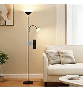 SIBRILLE 2-in-1 Torchiere Floor Lamp, 34W Super Bright LED Standing Lamp with Remote & Touch Cont...