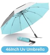 Fulynmen 46 Inch UPF 50+ Uv Umbrella Uv Blocker Large Travel Golf Umbrella,10 Ribs Inverted Rever...