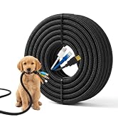 30ft Wire Loom, 1/2in Cable Sleeve Cord Protectors from Pets no Chew, Black | WUITAOUY Split Cabl...