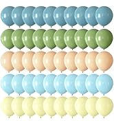 CVPARTYON Blue Yellow Green Balloons 55 pcs 12 Inch Sage Green Dusty Haze Blue Pastel Light Blue ...