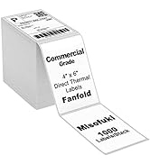 Misofuki 4x6 1 Stack 1000 Labels Fanfold Direct Thermal Shipping Labels Compatible with Rollo, MU...