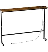 Aduanbang Adjustable Height Narrow Console Table with 2 Power Outlets, 39.4" Long x 5.9" Wide, Sl...