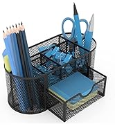 ITAYVAN Pen Holder for Desk, Desk Organizer Pencil Holder with 8 Compartments and 1 Drawer, Multi...