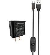 HomeSpot 5V 2.4A Power Supply/Adapter/Charger (UL Listed) with 5ft Long Micro USB Cable with On O...
