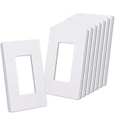 CML Matte White Decorator Screwless Wall Plate, 8 Pack 1-Gang Outlet Covers and Switch Plates, Sc...