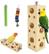 MUYG Wooden Bird Chewing Perch,Parrot Chew Block Toys for Medium Birds Parakeet Grinding Perch Fo...