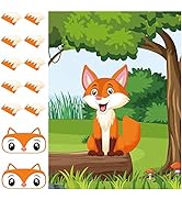 ASTARON Pin The Tail on The Fox Party Game with 30 Tails for Forest Farm Birthday Party Supplies ...