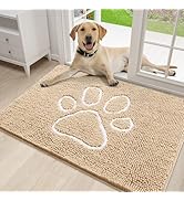 smiry Dog Door Mat for Muddy Paws, Absorbent Dirt Trapper Non-Slip Washable Mat, Quick Dry Chenil...