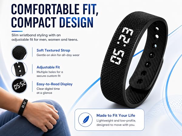 Vibrating Alarm Clock for Heavy Sleepers Fit Wristband Smart Watch Bracelet Mens