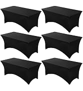 Fixwal 6 Pack Black Table Cloths Rectangle 8FT, Spandex Table Covers, Table Cloths for 8 Foot Rec...