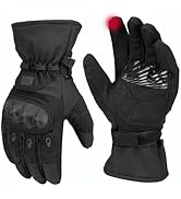 KEMIMOTO Tactical Gloves for Men, Winter Warm Motorcycle Gloves with Touchscreen Hard Shell & Pal...