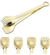 Mini Appetizer Tongs Stainless Steel Set of 4, MSY BIGSUNNY Gold Plated Small Serving Tongs, 6 In...