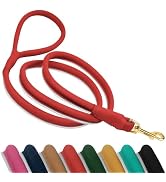 OOPSDOGGY Reflective Rolled Leather Dog Leash 6ft - Soft Leather Dog Lead for Small Medium Large ...
