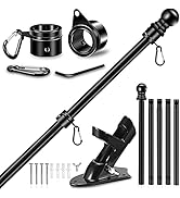 Upgraded Flag Pole Kit w/ 2-Position Bracket Holder & w/Spinning Rings - 5FT to 6Ft 1" Metal Flag...