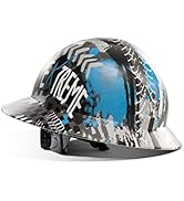 LANON Full Brim Hard Hat, OSHA Construction Work Approved, Blue Pattern Design, FRP Safety Helmet...