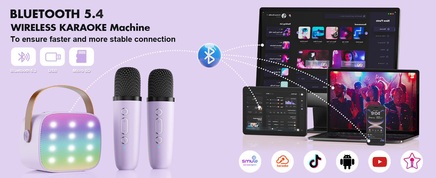 Bluetooth 5.4 Wireless Karaoke Machine