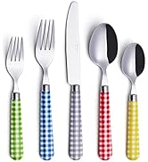 ANNOVA Silverware Set 20 Pcs Stainless Steel Cutlerty Color Handle Flatware -4xDinner Knife;4xDin...