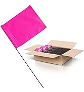 Pink Marking Flags 1000 Pack - ACE Supply - 4x5-Inch Flag on 15-Inch Steel Wire - Yard Flags, Mar...