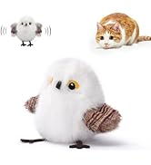 Petgravity Flapping Bird Cat Toy (No Flying), Lifelike White Tit Chirp Tweet Kitten Toy, Recharge...