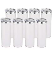 HASLE OUTFITTERS 20 oz Skinny Tumblers Bulk Set, Stainless Steel Insulated Slim Tumblers with Lid...