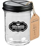 Komashr Mason Jar Toothbrush Holder -Black - with 16 Ounce Mason Jar,Premium Rustproof 304 Stainl...